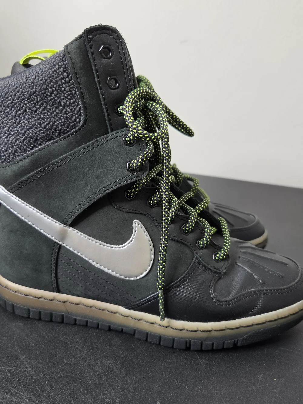 Nike Dunk Sky Hi Sneakerboot Wedge Sneakers Speckled Neon Laces